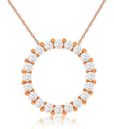 .50CT DIAMOND 14KT ROSE GOLD CLASSIC SHARE PRONG CIRCLE OF LIFE FLOATING PENDANT