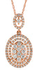 .60CT DIAMOND 14KT ROSE GOLD CLUSTER OVAL DOUBLE HALO CLASSIC FLOATING PENDANT