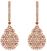 LARGE 1CT DIAMOND 14K ROSE GOLD MULTI FLOWER TEAR DROP CLUSTER HANGING EARRINGS