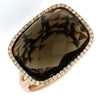 LARGE 8.82CT DIAMOND & AAA SMOKY TOPAZ 14KT ROSE GOLD CUSHION & ROUND HALO RING