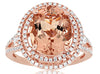 LARGE 4.54CT DIAMOND & AAA MORGANITE 14K ROSE GOLD OVAL & ROUND DOUBLE HALO RING