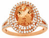 LARGE 3.04CT DIAMOND & AAA MORGANITE 14K ROSE GOLD OVAL & ROUND DOUBLE HALO RING