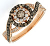 .52CT WHITE & CHOCOLATE FANCY DIAMOND 14KT ROSE GOLD FLOWER INFINITY LOVE RING