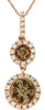 .4CT WHITE & CHOCOLATE FANCY DIAMOND 14K ROSE GOLD CLUSTER DOUBLE FLOWER PENDANT