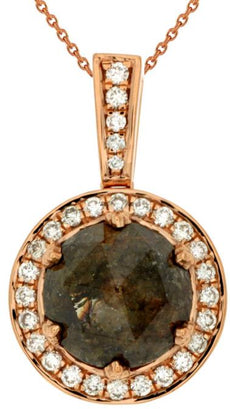 2.78CT WHITE & CHOCOLATE FANCY DIAMOND 14K ROSE GOLD ROUND HALO FLOATING PENDANT