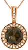 2.78CT WHITE & CHOCOLATE FANCY DIAMOND 14K ROSE GOLD ROUND HALO FLOATING PENDANT