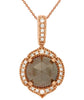 2.66CT WHITE & GREEN DIAMOND 14KT ROSE GOLD FILIGREE CIRCULAR FLOATING PENDANT
