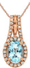 1.34CT DIAMOND & AAA AQUAMARINE 14KT ROSE GOLD 3D OVAL & ROUND CLASSIC PENDANT