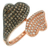 ESTATE .53CT WHITE & CHOCOLATE FANCY DIAMOND 14K ROSE GOLD CRISS CROSS LOVE RING
