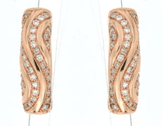 ESTATE WIDE .28CT DIAMOND 14K ROSE GOLD CLASSIC MULTI ROW SWIRL HANGING EARRINGS