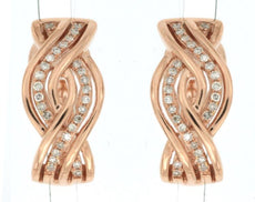 ESTATE WIDE .19CT DIAMOND 14KT ROSE GOLD 3D INFINITY CLIP ON HANGING EARRINGS