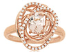 ESTATE .85CT DIAMOND & AAA MORGANITE 14K ROSE GOLD OVAL & ROUND FLOWER LOVE RING