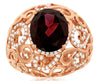 5.61CT DIAMOND & AAA RHODOLITE 14K ROSE GOLD OVAL & ROUND OPEN FILIGREE FUN RING