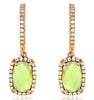 2.56CT DIAMOND & AAA PERIDOT 14KT ROSE GOLD 3D CUSHION & ROUND HANGING EARRINGS