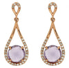 1.92CT DIAMOND & AAA AMETHYST 14KT ROSE GOLD 3D ROUND TEAR DROP HANGING EARRINGS