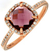 2.05CT DIAMOND & AAA RHODOLITE 14KT ROSE GOLD 3D CUSHION & ROUND HALO FUN RING