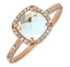 ESTATE 1.30CT DIAMOND & AAA AQUAMARINE 14KT ROSE GOLD CUSHION & ROUND FUN RING