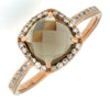 ESTATE 1.60CT DIAMOND & AAA SMOKY TOPAZ 14KT ROSE GOLD CUSHION & ROUND FUN RING