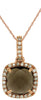 1.42CT DIAMOND & AAA SMOKEY TOPAZ 14KT ROSE GOLD CUSHION & ROUND HALO PENDANT