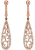 ESTATE 0.9CT DIAMOND 14KT ROSE GOLD 3D TEAR DROP OPEN FILIGREE HANGING EARRINGS