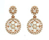 ESTATE .55CT DIAMOND 14KT ROSE GOLD 3D CLUSTER FLOWER CIRCULAR HANGING EARRINGS