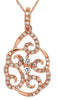 ESTATE .23CT DIAMOND 14KT ROSE GOLD 3D OPEN FILIGREE FLOWER FLOATING PENDANT