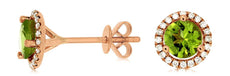 1.66CT DIAMOND & AAA PERIDOT 14KT ROSE GOLD 3D ROUND HALO MARTINI STUD EARRINGS