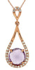 1.37CT DIAMOND & AAA AMETHYST 14KT ROSE GOLD 3D ROUND TEAR DROP FLOATING PENDANT