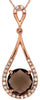 1.42CT DIAMOND & AAA SMOKY TOPAZ 14K ROSE GOLD 3D TEAR DROP LOVE PENDANT & CHAIN