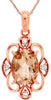 1.04CT DIAMOND & AAA MORGANITE 14KT ROSE GOLD 3D OVAL & ROUND FLOWER PENDANT