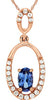 .34CT DIAMOND & AAA TANZANITE 14KT ROSE GOLD 3D OVAL & ROUND FLOATING PENDANT
