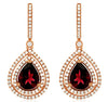 4.35CT DIAMOND & AAA RHODOLITE 14KT ROSE GOLD 3D HALO TEAR DROP HANGING EARRINGS