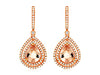 3.25CT DIAMOND & AAA MORGANITE 14KT ROSE GOLD 3D DOUBLE HALO TEAR DROP EARRINGS