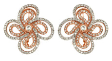 ESTATE .85CT DIAMOND 14KT ROSE GOLD 3D CLASSIC FLOWER CLIP ON EARRINGS