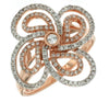 ESTATE .55CT DIAMOND 14K ROSE GOLD CLASSIC FLOWER MULTI LEAF BEZEL PAVE FUN RING