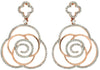 1.03CT DIAMOND 14KT ROSE GOLD 4 LEAF CLOVER FLOWER MULTI SWIRL HANGING EARRINGS