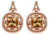 LARGE 3.30CT DIAMOND & AAA MORGANITE 14KT ROSE GOLD 3D CUSHION & ROUND EARRINGS