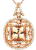 1.68CT DIAMOND & AAA MORGANITE 14KT ROSE GOLD 3D CUSHION & ROUND FLOWER PENDANT