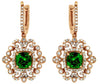 2.8CT DIAMOND & AAA GREEN GARNET 14KT ROSE GOLD CUSHION & ROUND HANGING EARRINGS