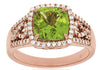 2.45CT DIAMOND & AAA PERIDOT 14KT ROSE GOLD CUSHION & ROUND SQUARE HALO FUN RING