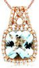 2.13CT DIAMOND & AAA AQUAMARINE 14KT ROSE GOLD CUSHION & ROUND FILIGREE PENDANT