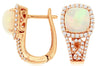2.25CT DIAMOND & AAA OPAL 14KT ROSE GOLD SQUARE HALO LEVERBACK HANGING EARRINGS