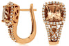 WIDE 3.05CT DIAMOND & AAA MORGANITE 14KT ROSE GOLD 3D HUGGIE HANGING EARRINGS
