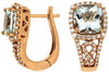 3.25CT DIAMOND & AQUAMARINE 14K ROSE GOLD CUSHION & ROUND HALO HANGING EARRINGS
