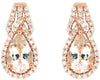 1.7CT DIAMOND & AAA MORGANITE 14KT ROSE GOLD PEAR SHAPE & ROUND HANGING EARRINGS