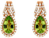 2.05CT DIAMOND & AAA PERIODT 14K ROSE GOLD PEAR SHAPE & ROUND HANGING EARRINGS