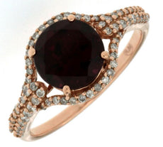 2.38CT DIAMOND & AAA RHODOLITE 14KT ROSE GOLD ROUND HALO CLASSIC ENAGEMENT RING