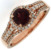 1.12CT DIAMOND & AAA RHODOLITE 14KT ROSE GOLD 3D ROUND HALO ENGAGEMENT RING