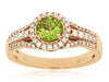 ESTATE 1.07CT DIAMOND & AAA PERIDOT 14KT ROSE GOLD 3D ROUND HALO FLOWER FUN RING