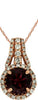 ESTATE 1CT DIAMOND & AAA RHODOLITE 14KT ROSE GOLD 3D ROUND HALO FLOATING PENDANT